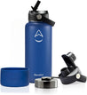 Revelist 32oz Insulated Water Bottle with Straw, Spout, and Stainless Steel Screw Top Lids - Midnight Blue