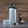 Revelist 32oz Insulated Water Bottle with Straw, Spout, and Stainless Steel Screw Top Lids - Mist Blue