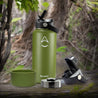 Revelist 32oz Insulated Water Bottle with Straw, Spout, and Stainless Steel Screw Top Lids - Forest Green