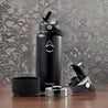 Revelist 32oz Insulated Water Bottle with Straw, Spout, and Stainless Steel Screw Top Lids - Obsidian Black