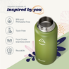 Revelist 32oz Insulated Water Bottle with Straw, Spout, and Stainless Steel Screw Top Lids - Forest Green