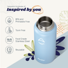 Revelist 32oz Insulated Water Bottle with Straw, Spout, and Stainless Steel Screw Top Lids - Mist Blue