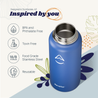 Revelist 32oz Insulated Water Bottle with Straw, Spout, and Stainless Steel Screw Top Lids - Midnight Blue